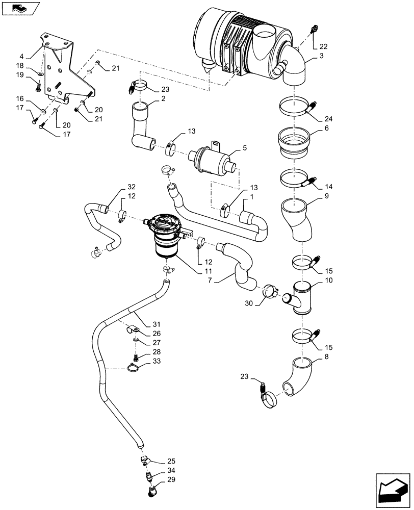 Схема запчастей Case 750M LT - (10.202.AK[01]) - AIR INTAKE (10) - ENGINE