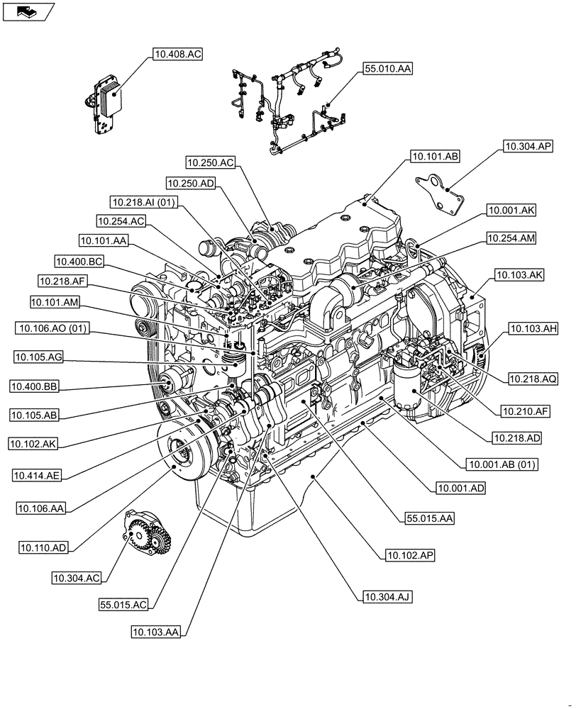 Схема запчастей Case F4HFA613F E005 - (10.000.00) - SECTION - INDEX (10) - ENGINE