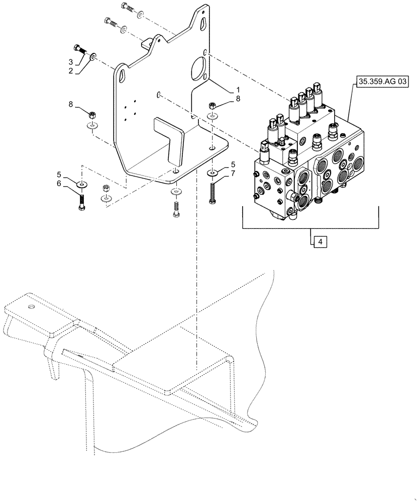 Схема запчастей Case 1650M XLT - (35.102.AE [05]) - CONTROL VALVE ASSY, 2 SP BD (35) - HYDRAULIC SYSTEMS