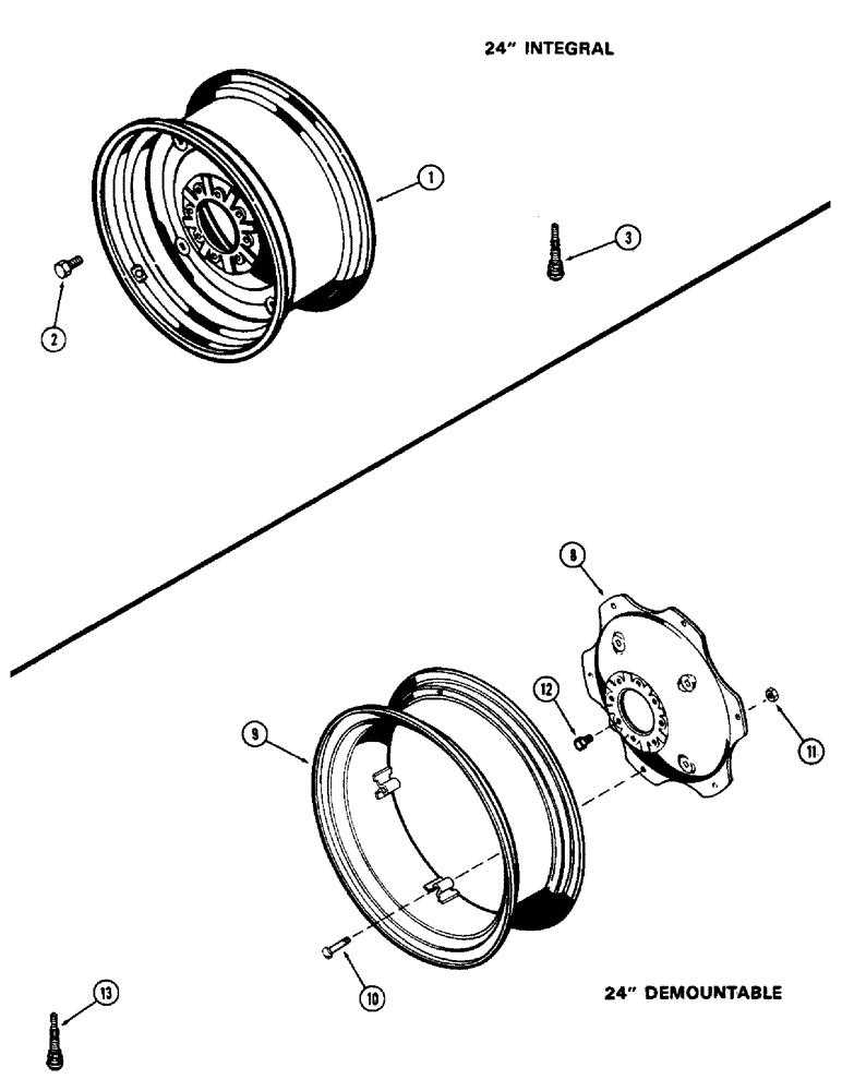 Схема запчастей Case 580B - (156) - 24" REAR WHEELS, 24" INTEGRAL, 24" DEMOUNTABL (06) - POWER TRAIN