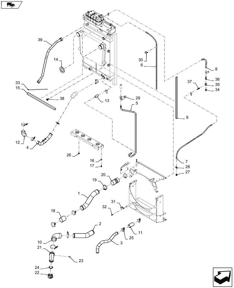 Схема запчастей Case 1150M WT/LGP - (10.400.BF[02]) - RADIATOR & COOLER, HOSE ASSY. (10) - ENGINE