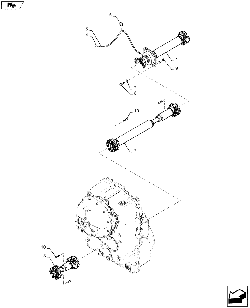Схема запчастей Case 921F - (21.300.03[01]) - DRIVE SHAFT INSTALL, 921F (21) - TRANSMISSION