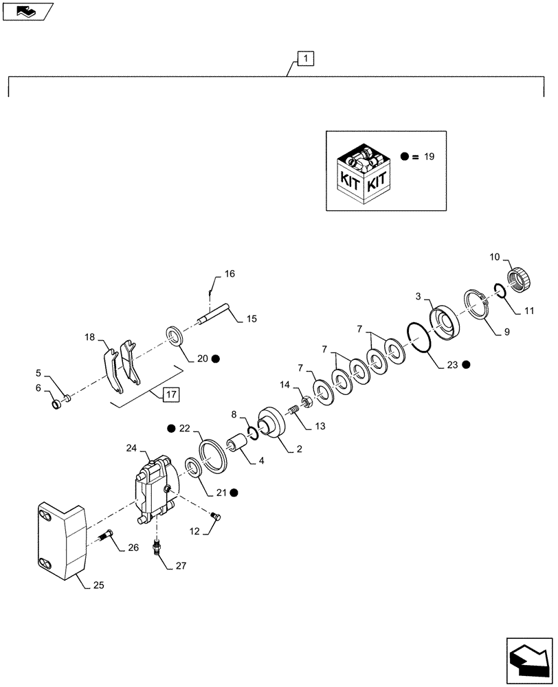 Схема запчастей Case 1221F - (33.110.BA) - PARKING BRAKE ASSEMBLY (33) - BRAKES & CONTROLS