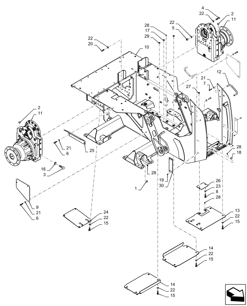 Схема запчастей Case 750M LT - (39.100.AB[04]) - MAIN FRAME, WIDE (39) - FRAMES AND BALLASTING