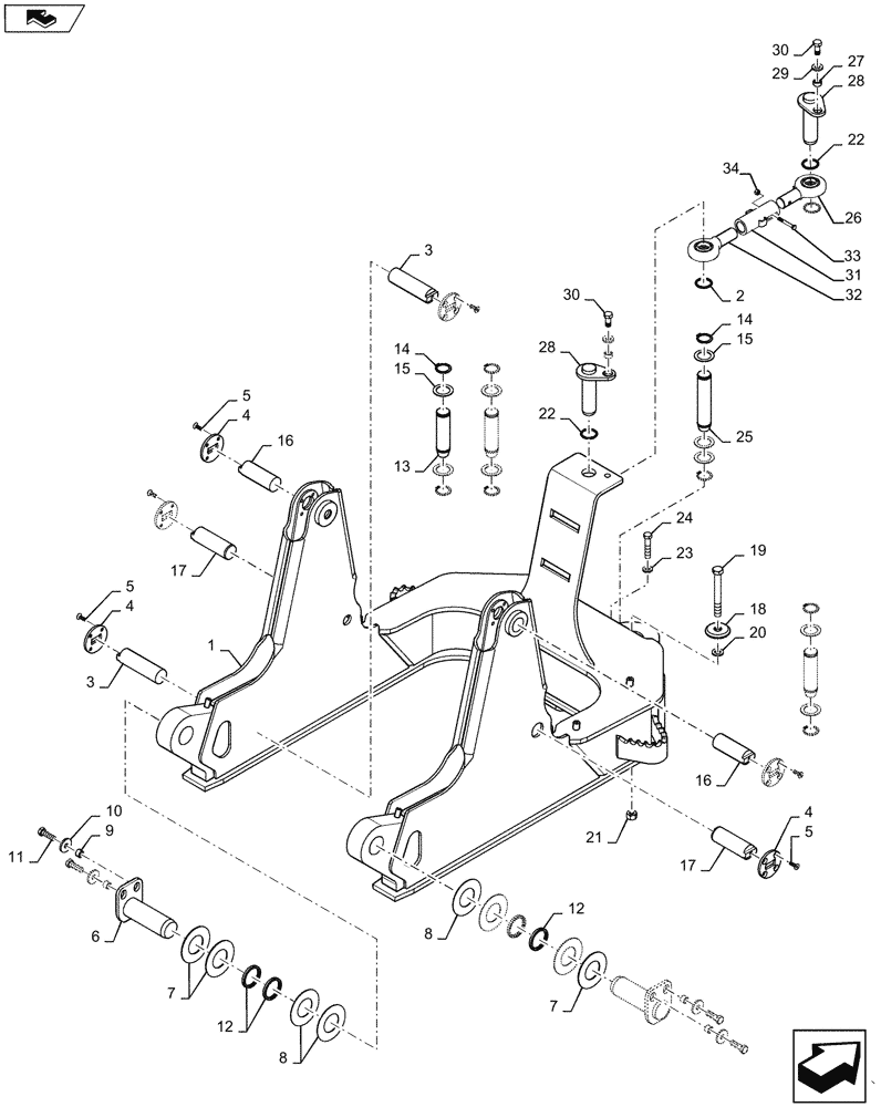 Схема запчастей Case 850M LT - (86.100.010) - FRAME, C AND PITCH LINK (39) - FRAMES AND BALLASTING