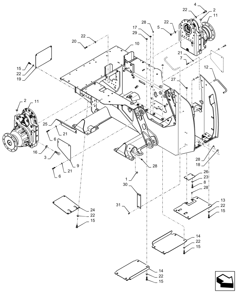 Схема запчастей Case 750M LT - (39.100.AB[03]) - MAIN FRAME, NARROW (39) - FRAMES AND BALLASTING