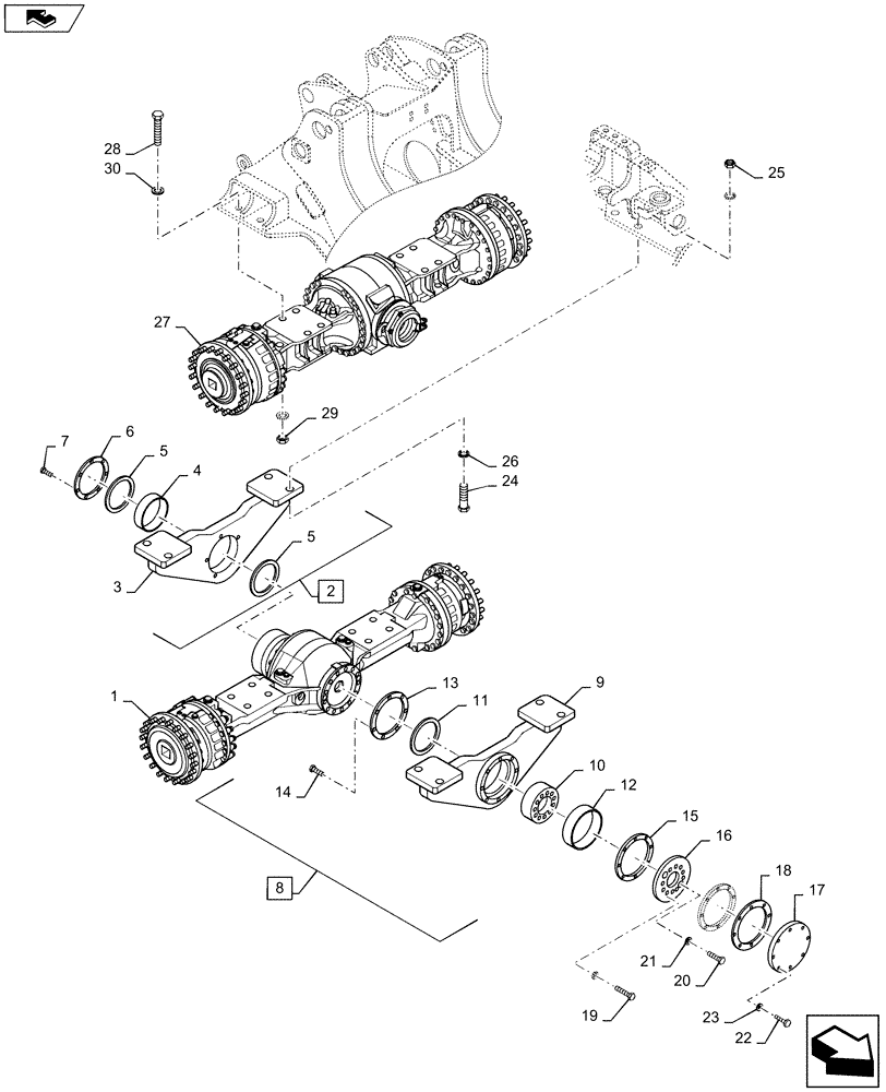 Схема запчастей Case 1221F - (25.100.AD) - FRONT AND REAR AXLE MOUNTING (25) - FRONT AXLE SYSTEM