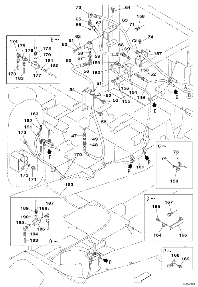 Схема запчастей Case CX800B - (08-48) - HYDRAULIC CIRCUIT - SELF-DETACHING COUNTERWEIGHT SYSTEM (08) - HYDRAULICS