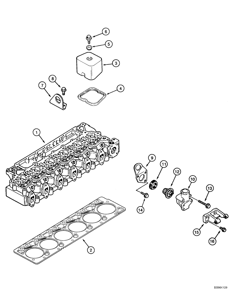 Схема запчастей Case 1150H_IND - (02-15) - CYLINDER HEAD - COVER (02) - ENGINE