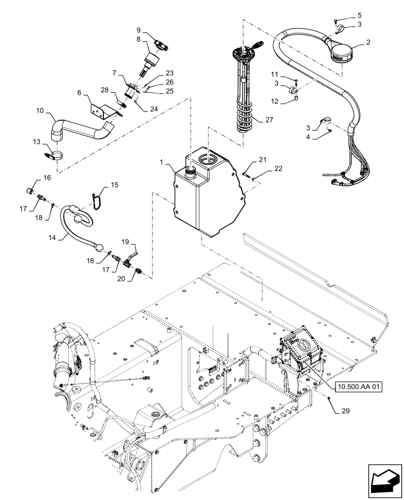 Схема запчастей Case 850M WT/LGP - (10.500.AA[02]) - DEF TANK PLASTIC (10) - ENGINE