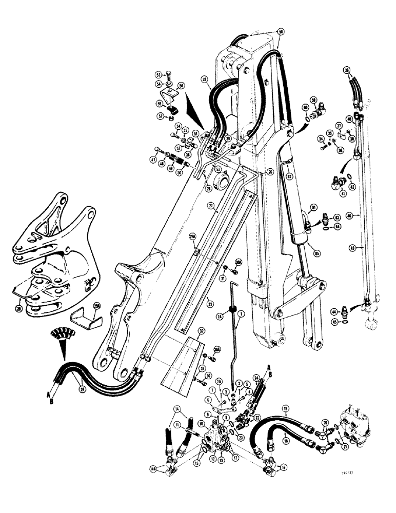 Схема запчастей Case 35 - (208) - HYDRAULICS, EXTENDAHOE-4 WITH COMMERCIAL AND CROSS CONTROL VALVES,FROM NO.5203801 UP TO NO.5222134 