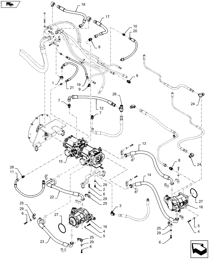 Схема запчастей Case 750M WT/LGP - (29.218.AO[04]) - PUMP, HYDRO (29) - HYDROSTATIC DRIVE