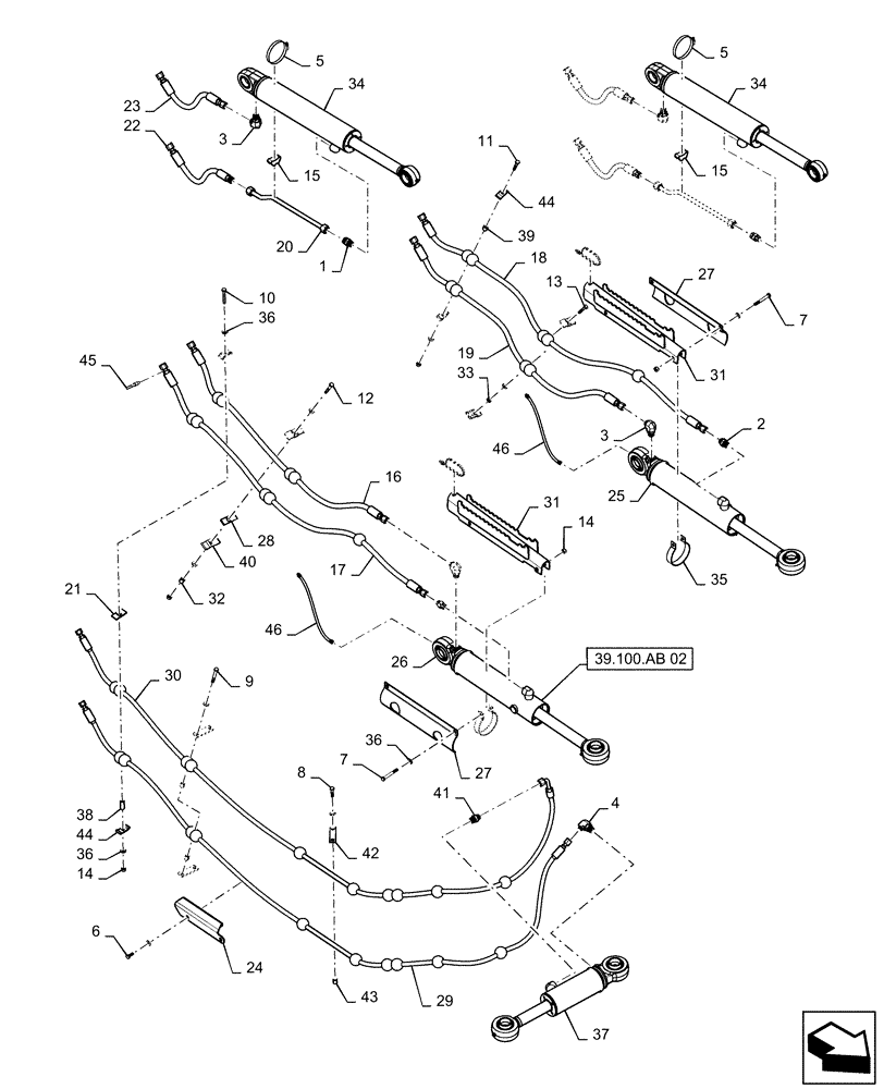 Схема запчастей Case 750M LT - (35.741.AD[01]) - BLADE, CYLINDER AND , HOSE ASSY. (35) - HYDRAULIC SYSTEMS