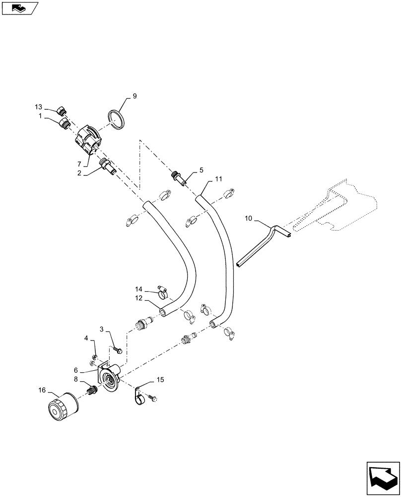 Схема запчастей Case SR130 - (10.304.AJ) - REMOTE ENGINE OIL FILTER (10) - ENGINE