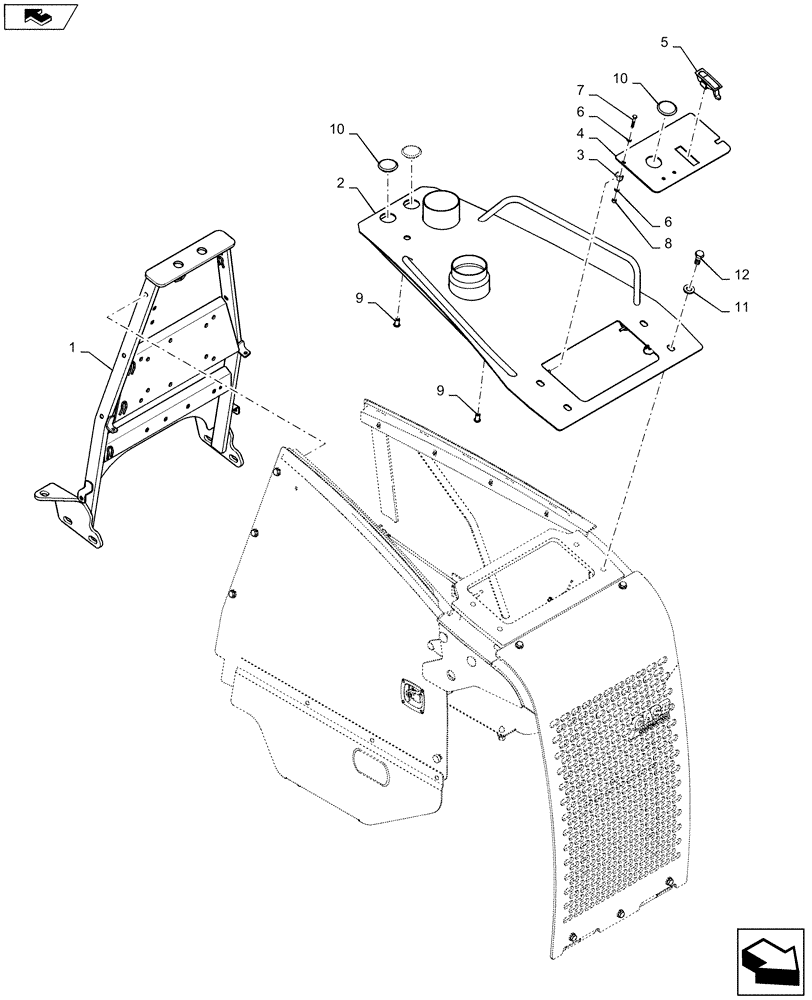 Схема запчастей Case 850M LT - (90.100.AU[01]) - TOP COVER, HOOD (90) - PLATFORM, CAB, BODYWORK AND DECALS