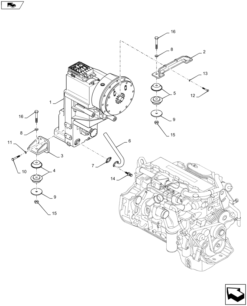 Схема запчастей Case 1221F - (21.113.AD) - TRANSMISSION MOUNTING PARTS (21) - TRANSMISSION