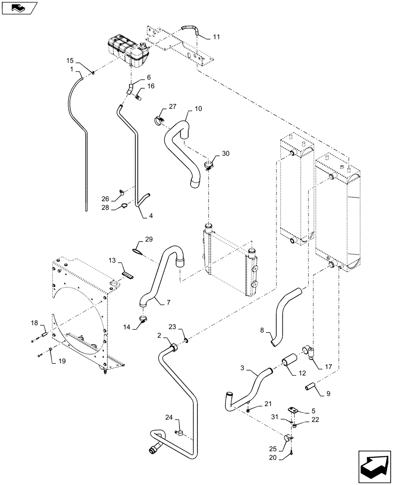 Схема запчастей Case 750M LT - (10.400.BF[02]) - RADIATOR & COOLER, HOSE ASSY. (10) - ENGINE