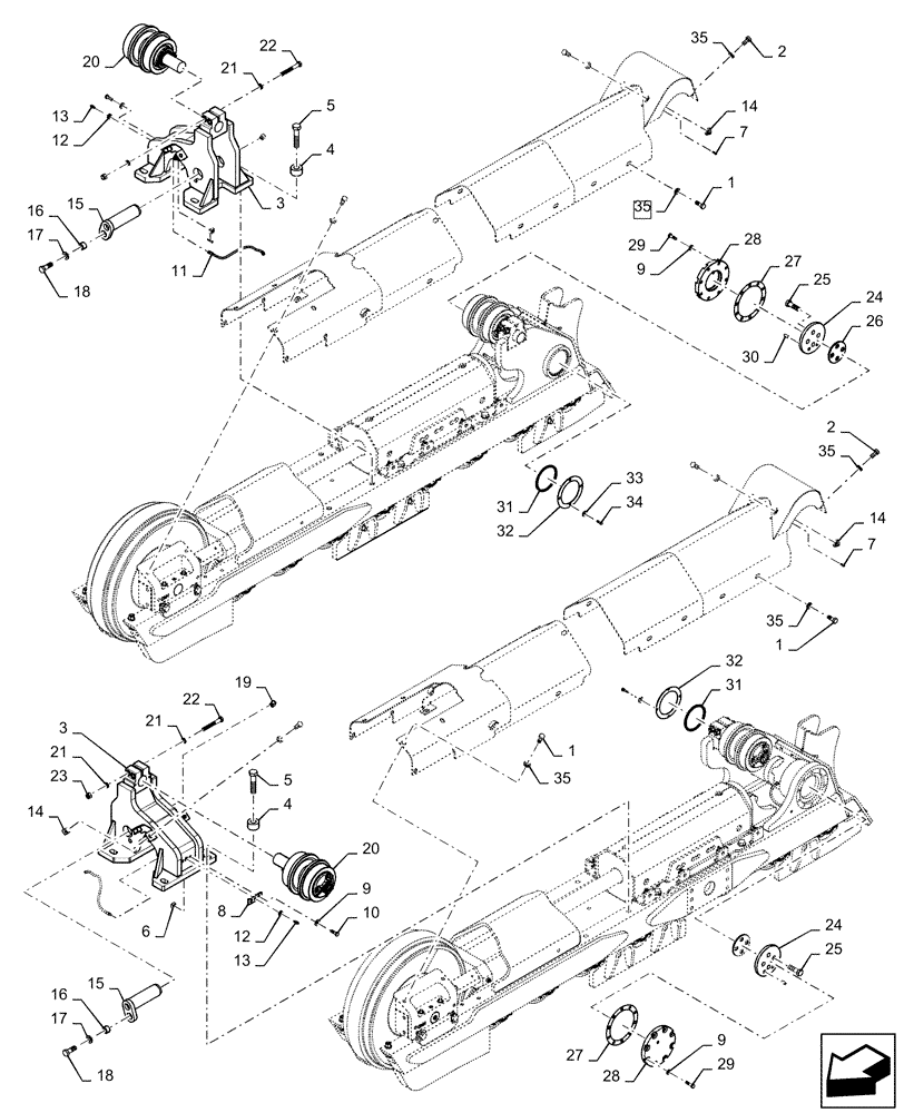 Схема запчастей Case 2050M XLT - (48.138.AB[01]) - UNDERCARRIAGE XLT, LGP (48) - TRACKS & TRACK SUSPENSION