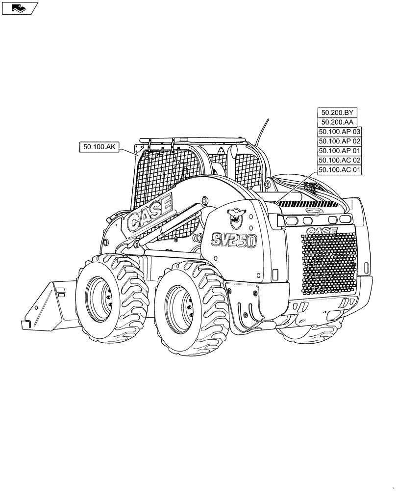 Схема запчастей Case SV250 - (50.000.00) - PICTORIAL INDEX - CAB CLIMATE CONTROL (50) - CAB CLIMATE CONTROL