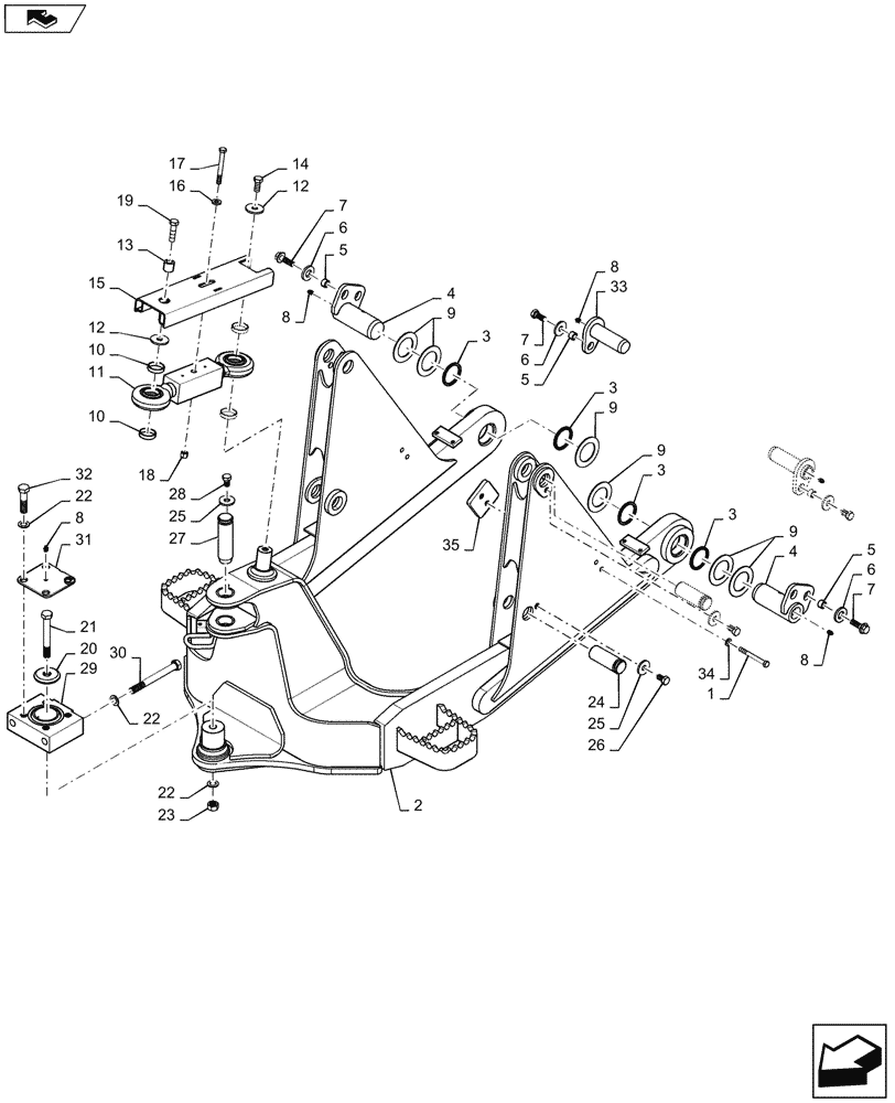 Схема запчастей Case 750M LT - (39.100.AB[02]) - FRAME C AND PITCH LINK (39) - FRAMES AND BALLASTING