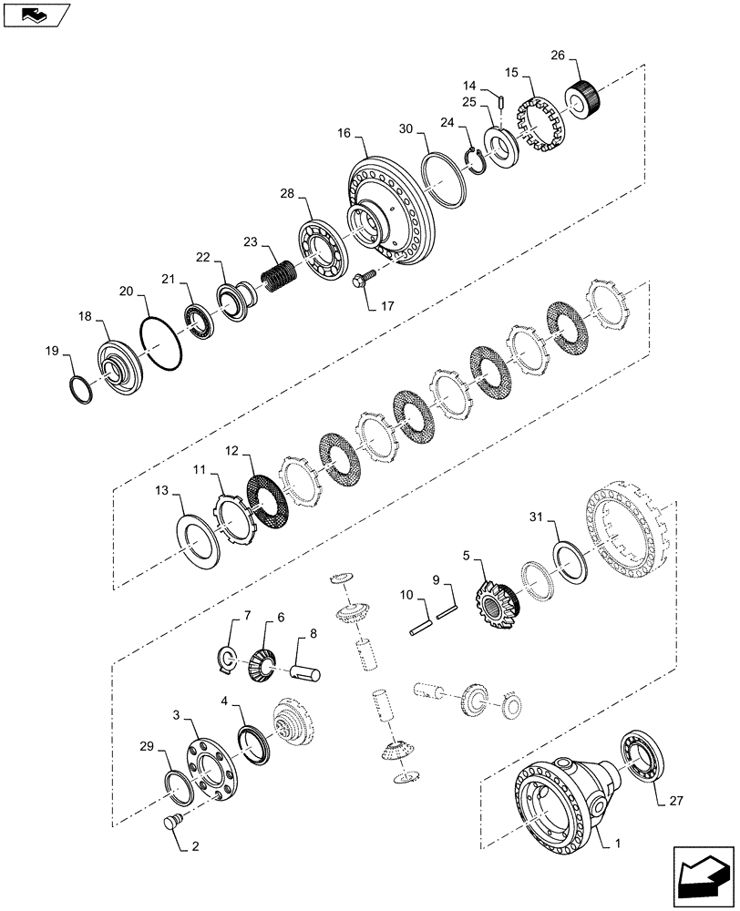Схема запчастей Case 1221F - (25.102.AD) - FRONT AXLE DIFFERENTIAL, LOCKING (25) - FRONT AXLE SYSTEM