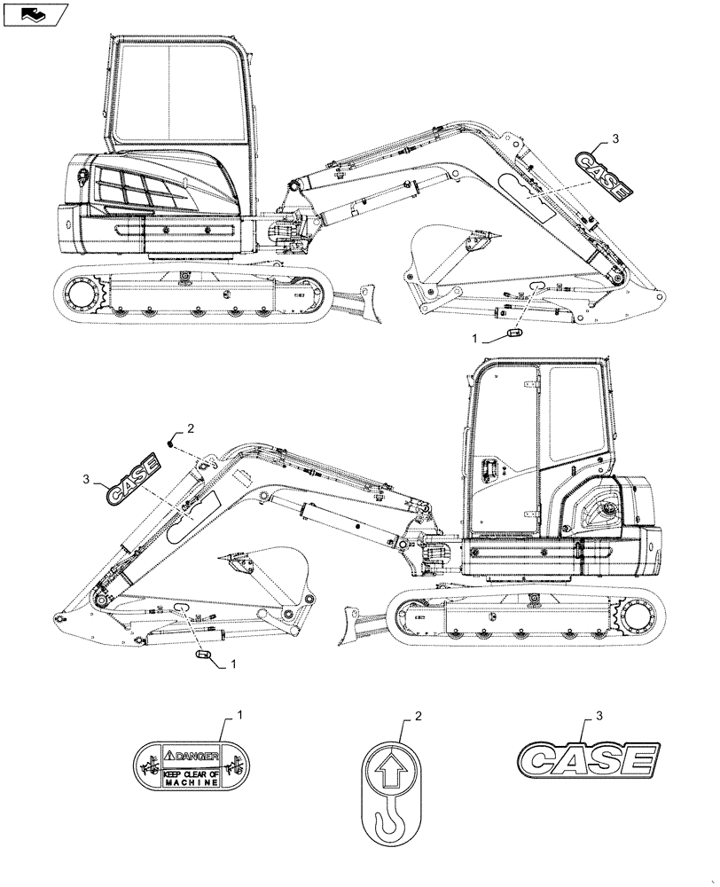 Схема запчастей Case CX55BMSR - (06-018[00]) - NAMEPLATE INSTALL (PS02-01418 - ) (90) - PLATFORM, CAB, BODYWORK AND DECALS