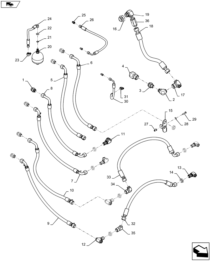 Схема запчастей Case 2050M WT/LGP - (35.359.AE[01]) - HOSE ASSEMBLY, (PLUMBING PAT) (35) - HYDRAULIC SYSTEMS