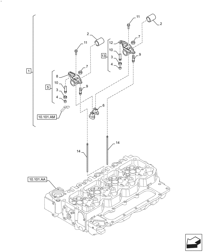 Схема запчастей Case F4HFE413P A008 - (10.106.AO[01]) - ROCKER ARM (10) - ENGINE