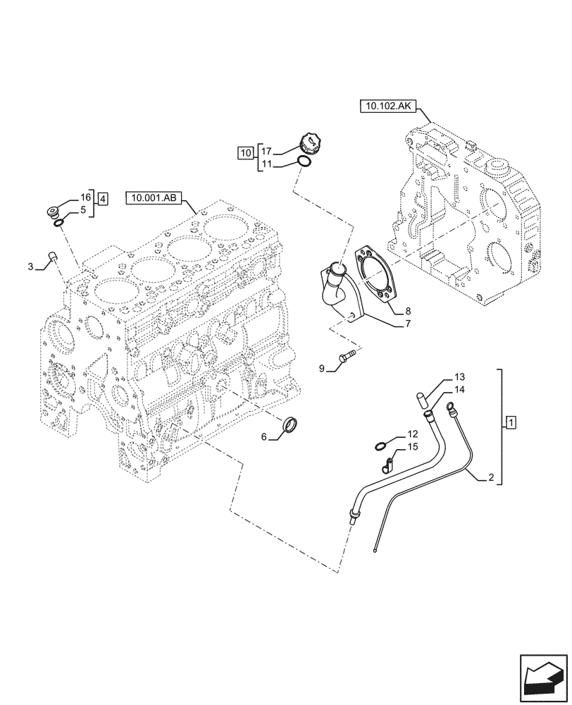 Схема запчастей Case 850M WT/LGP - (10.304.AJ) - ENGINE OIL, DIPSTICK (10) - ENGINE