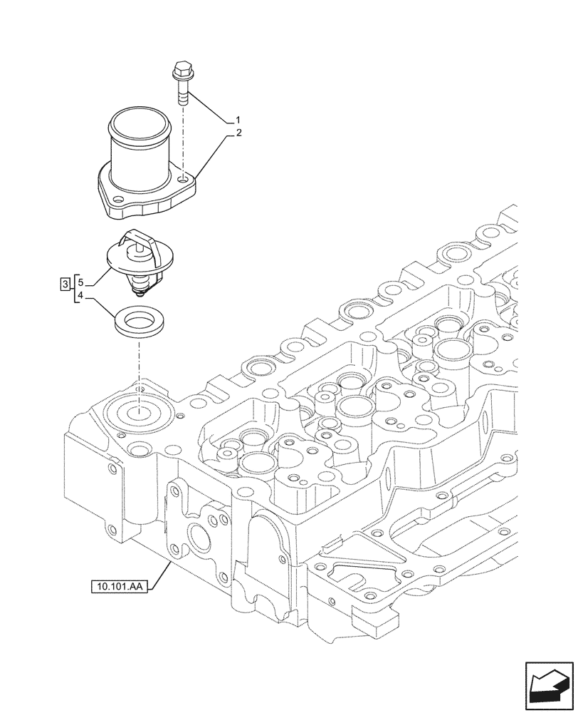 Схема запчастей Case F4HFE413P A001 - (10.400.BC) - THERMOSTAT (10) - ENGINE