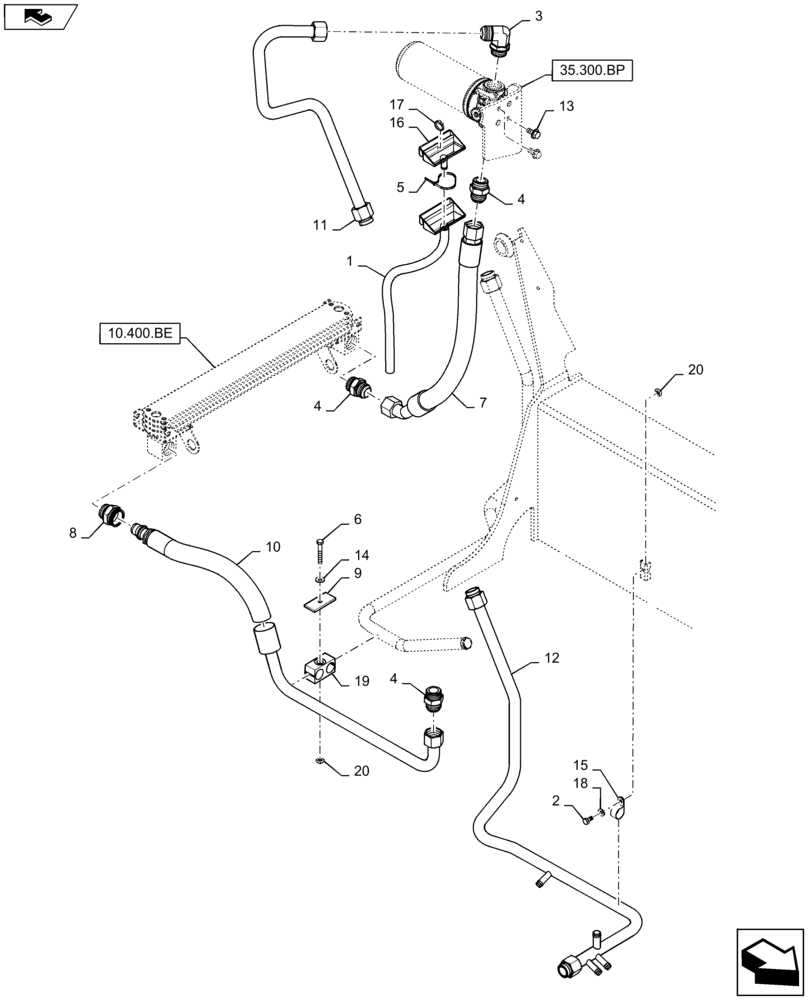 Схема запчастей Case SR160 - (35.300.AD[02]) - RETURN PLUMBING (BEFORE BUILD DATE 22-JAN-2015) (35) - HYDRAULIC SYSTEMS