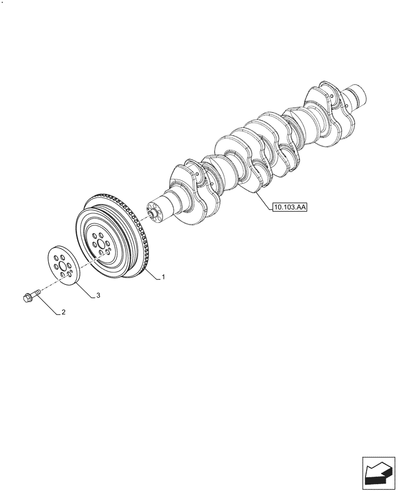 Схема запчастей Case F4HFE413P A001 - (10.103.AG) - CRANKSHAFT PULLEY (10) - ENGINE