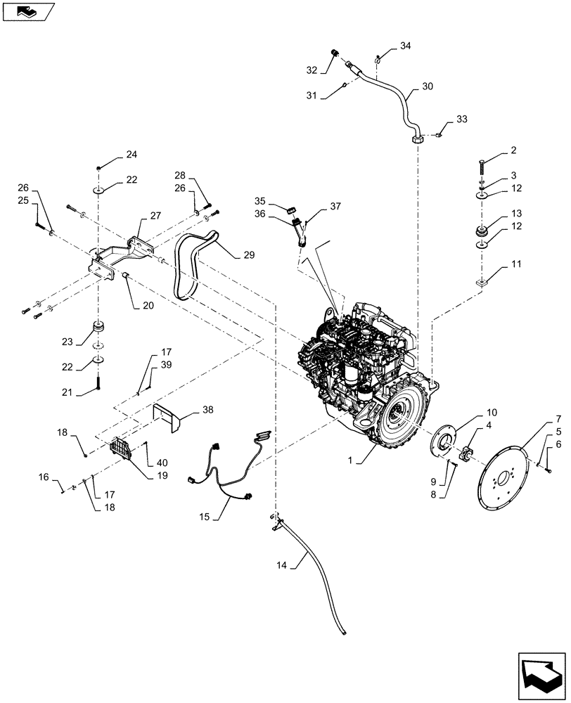 Схема запчастей Case 430 - (02-06) - ENGINE - MOUNTING (02) - ENGINE