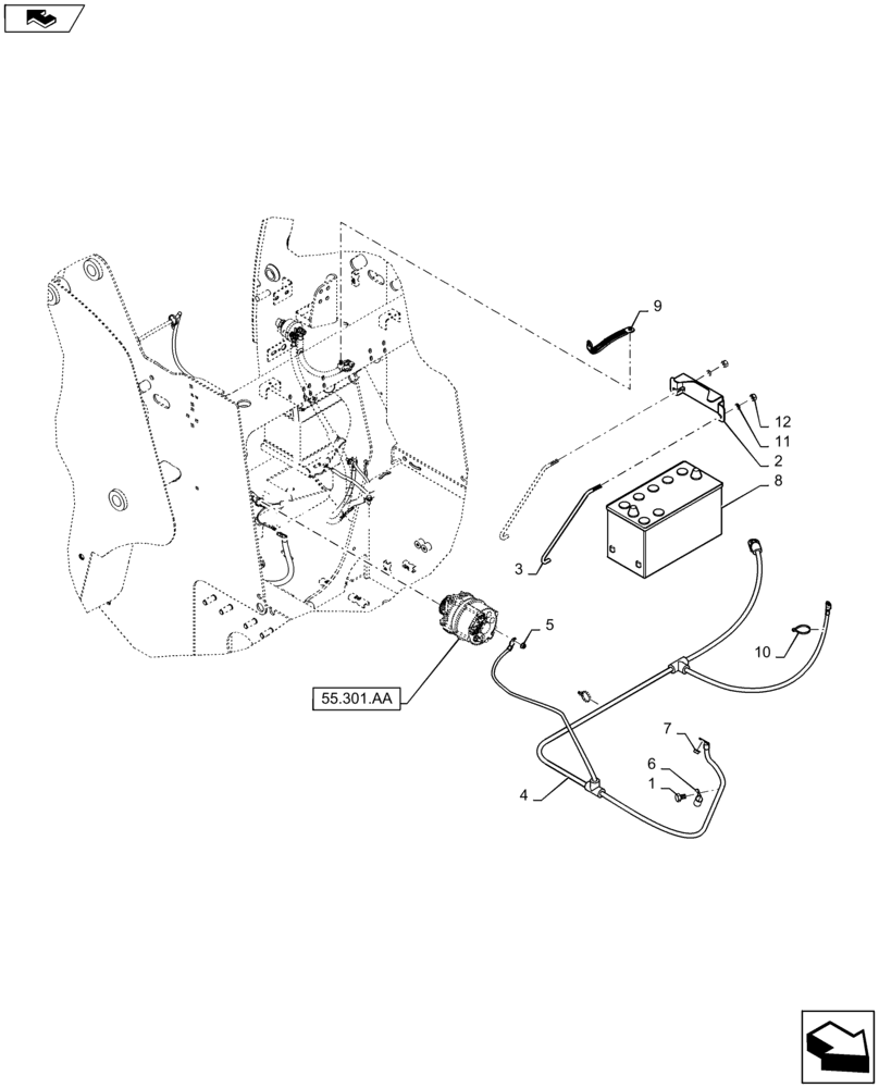 Схема запчастей Case SR175 - (55.302.AG) - BATTERY & CABLE (55) - ELECTRICAL SYSTEMS