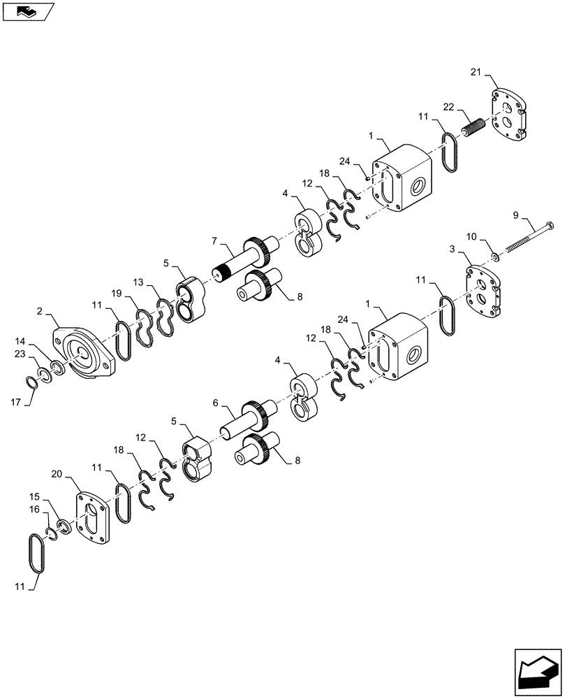 Схема запчастей Case 1221F - (35.733.AA) - AXLE, OIL COOLER, PUMP (35) - HYDRAULIC SYSTEMS