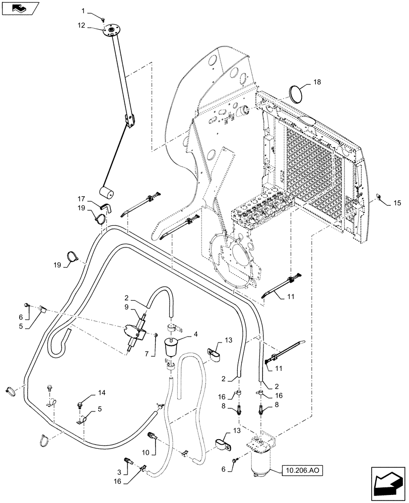 Схема запчастей Case SR130 - (10.210.AF) - FUEL LINE & INLINE FILTER (10) - ENGINE