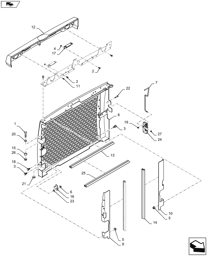 Схема запчастей Case TR270 - (90.100.BE) - REAR DOOR (90) - PLATFORM, CAB, BODYWORK AND DECALS