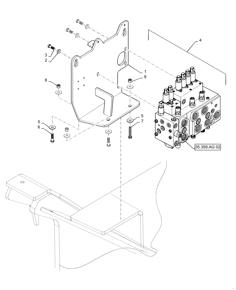 Схема запчастей Case 1650M WT/LGP - (35.102.AE [04]) - CONTROL VALVE ASSY, 4 SP W/O PLUGS (35) - HYDRAULIC SYSTEMS