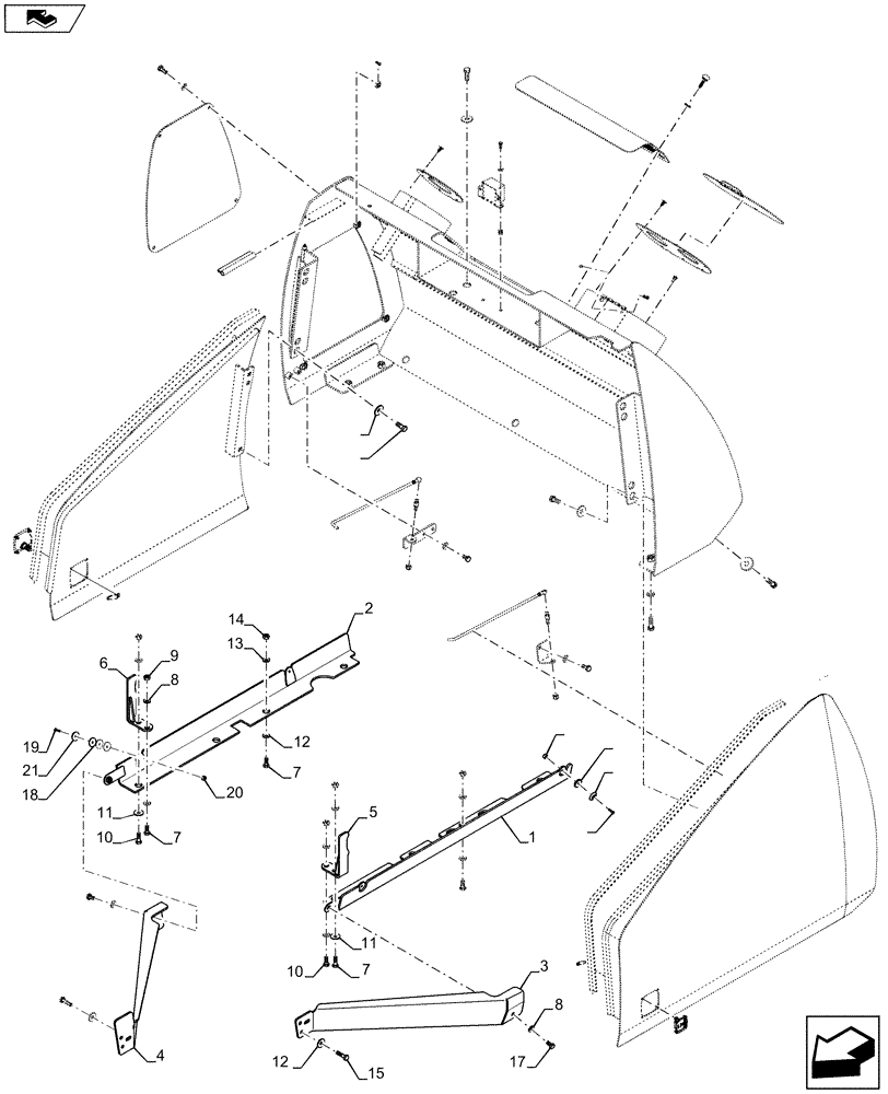 Схема запчастей Case 850M LT - (90.105.CI[02]) - REAR COVER (90) - PLATFORM, CAB, BODYWORK AND DECALS