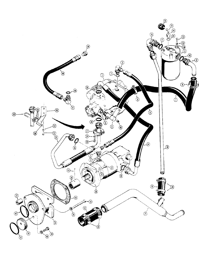 Схема запчастей Case 475 - (128) - TRANSMISSION DRIVE HYDRAULIC CIRCUIT AND MOTOR MOUNTING (35) - HYDRAULIC SYSTEMS