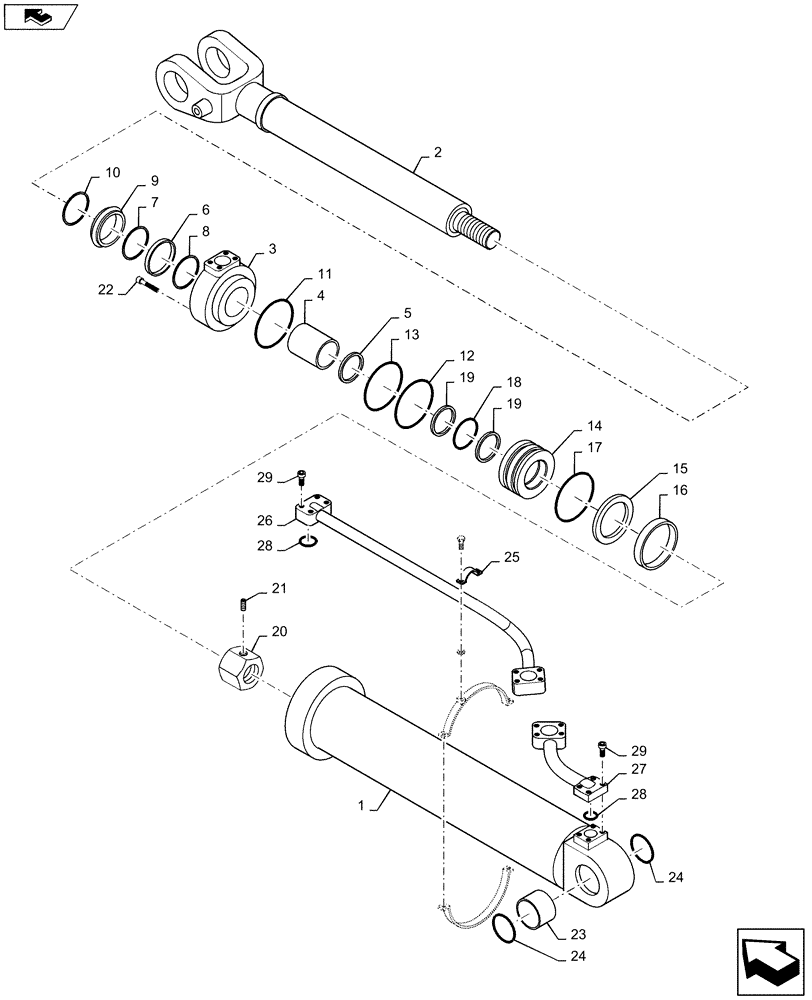 Схема запчастей Case 1221F - (35.736.AA) - BOOM, CYLINDER (35) - HYDRAULIC SYSTEMS