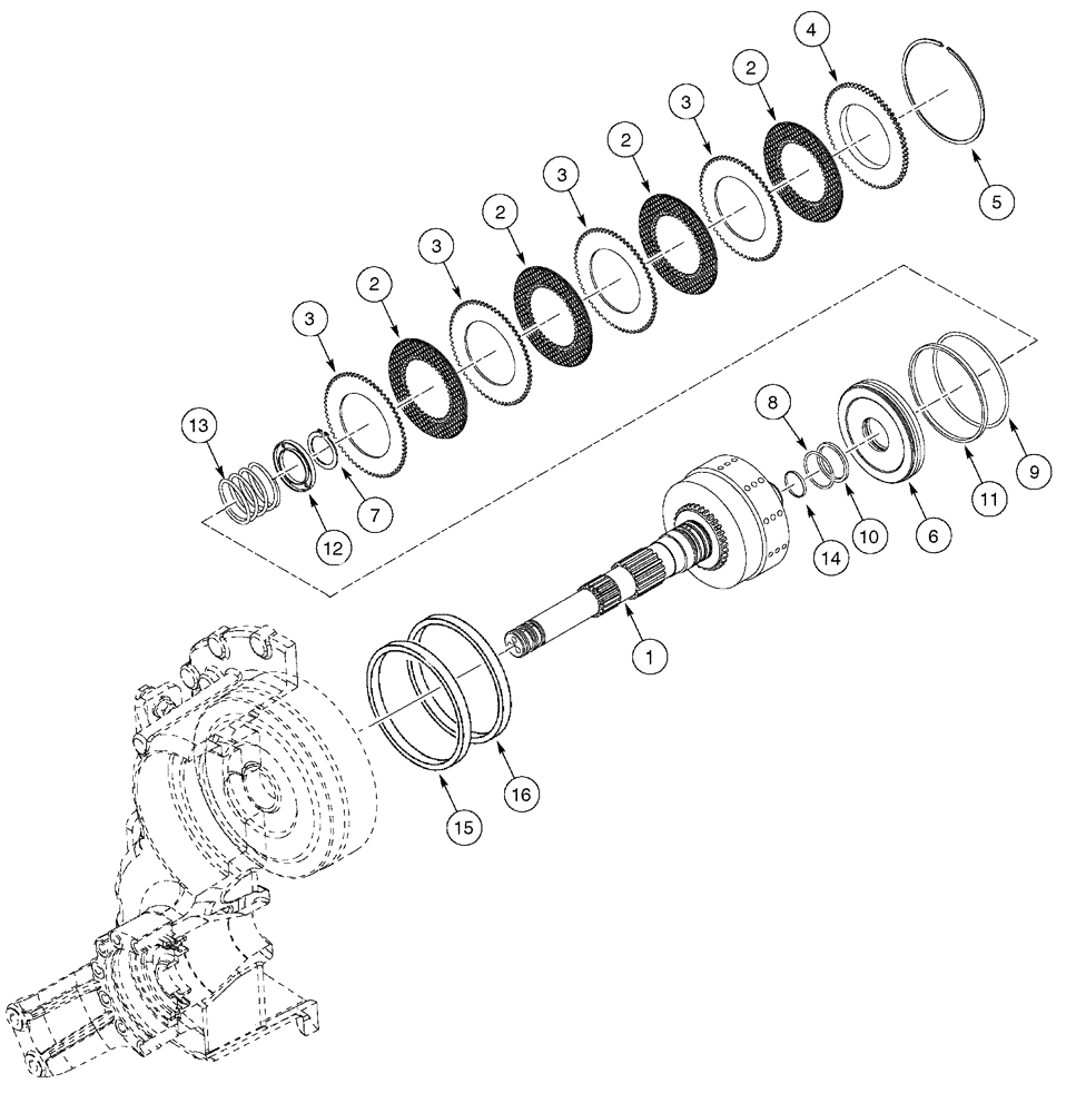 Схема запчастей Case 960 - (06-15) - TRANSMISSION CLUTCH, DIRECT DRIVE (06) - POWER TRAIN