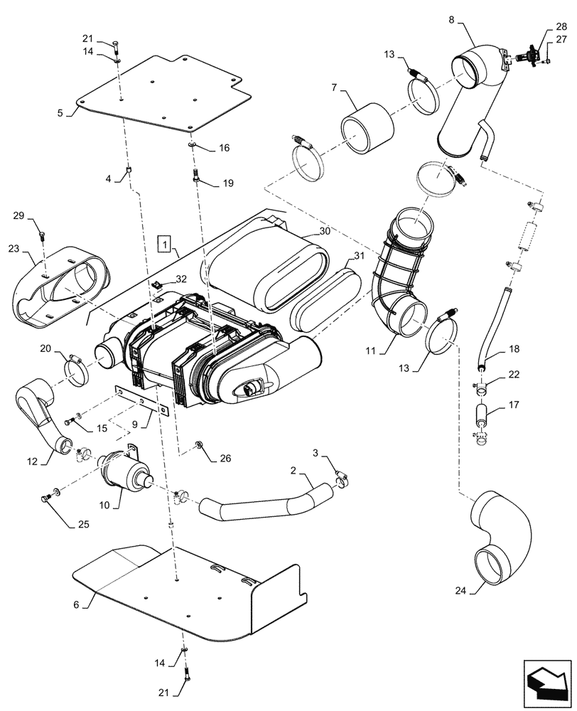 Схема запчастей Case 2050M LT - (10.202.AK[01]) - AIR INTAKE, BSN SER# NFDC20132 (10) - ENGINE