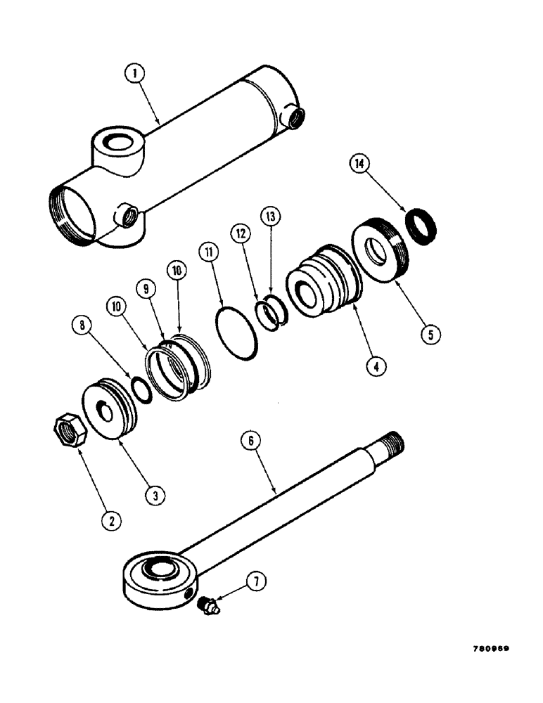 Схема запчастей Case D-70 - (44) - SWING CYLINDER ASSEMBLY 