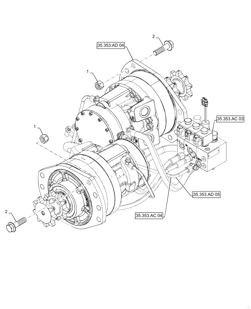 Схема запчастей Case SR200 - (35.353.AD[06]) - TRAVEL SPEED, E-H (35) - HYDRAULIC SYSTEMS