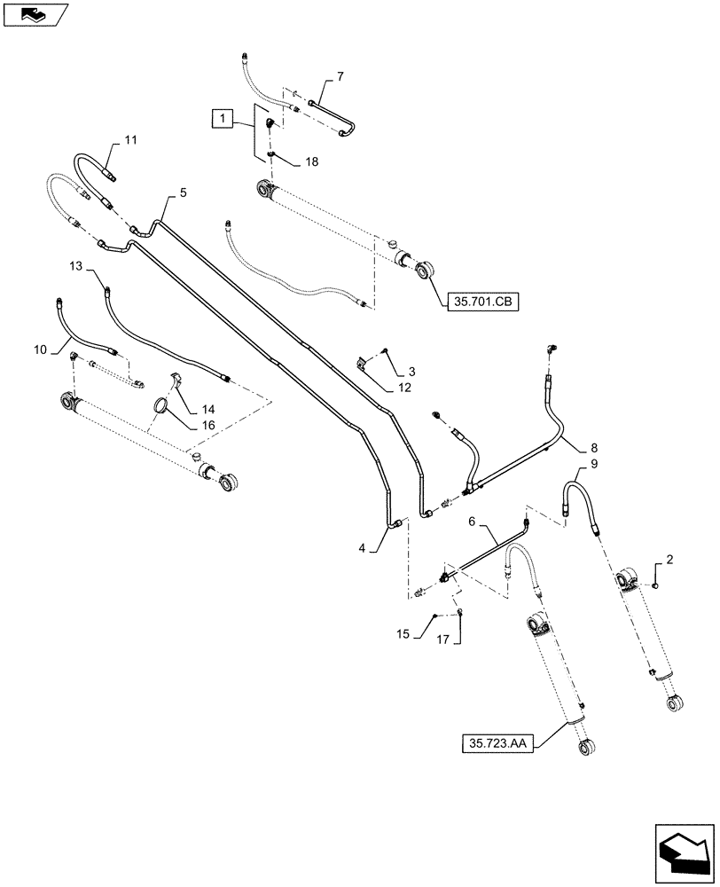 Схема запчастей Case SR220 - (35.701.AX[03]) - LOADER ARM LINES (31-JUL-2013 & NEWER) (35) - HYDRAULIC SYSTEMS