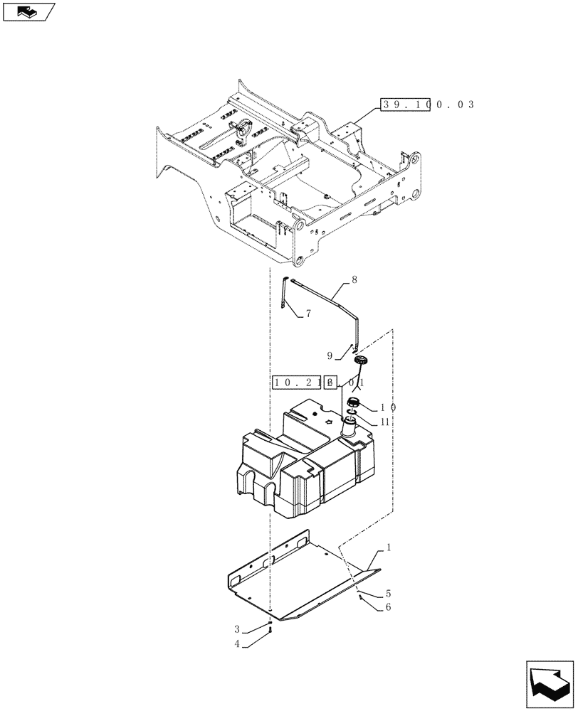 Схема запчастей Case 821F - (10.216.02) - FUEL TANK INSTALLATION (10) - ENGINE