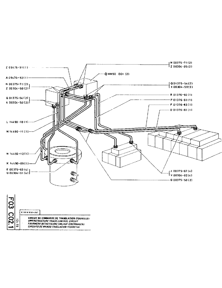 Схема запчастей Case TC45 - (052) - UPPERSTRUCTURE TRACK CONTROL CIRCUIT 