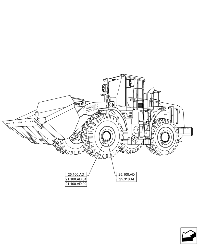 Схема запчастей Case 1221F - (25.000.00) - SECTION INDEX - WHEEL AND AXLES (25) - FRONT AXLE SYSTEM