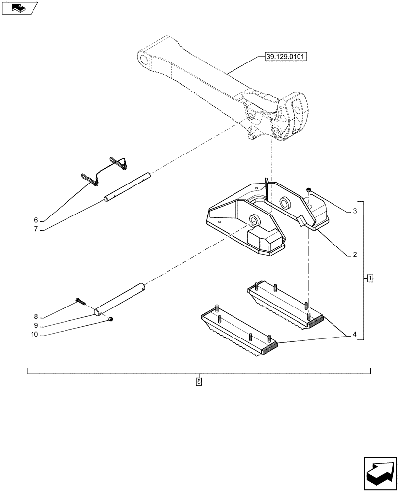 Схема запчастей Case 590SN - (39.129.0303) - VAR - 442056 - STABILIZER, PAD, FLIP (39) - FRAMES AND BALLASTING